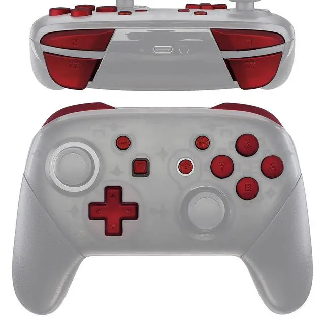 Alt view image 2 of 5 - Red Repair ABXY D-pad ZR ZL L R Keys for Nintendo Switch Pro Controller, Glossy DIY Replacement Full Set Buttons with Tools for Nintendo Switch Pro - Controller NOT Included @