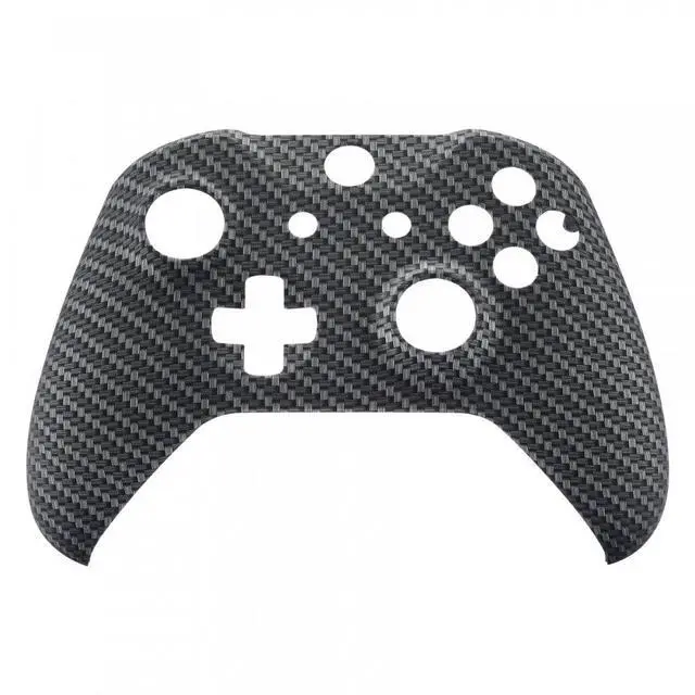 Alt view image 7 of 7 - Black Silver Carbon Fiber Faceplate Cover for Xbox One Wireless Controller 1708, Soft Touch Custom Front Housing Shell Case for Xbox One X & One S Controller @