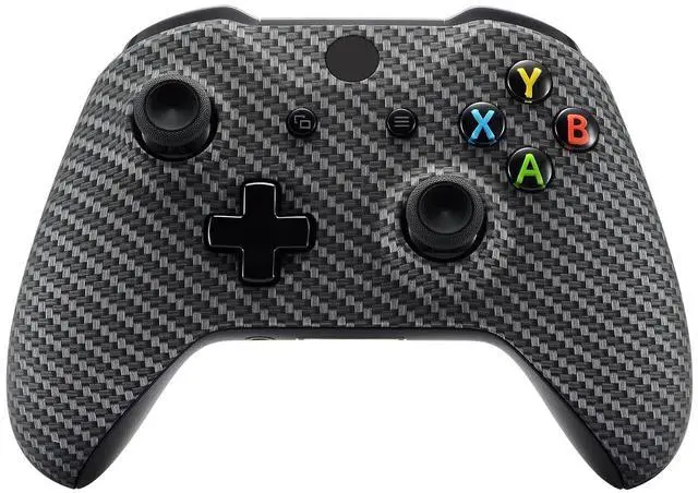 Main image of Black Silver Carbon Fiber Faceplate Cover for Xbox One Wireless Controller 1708, Soft Touch Custom Front Housing Shell Case for Xbox One X & One S Controller @