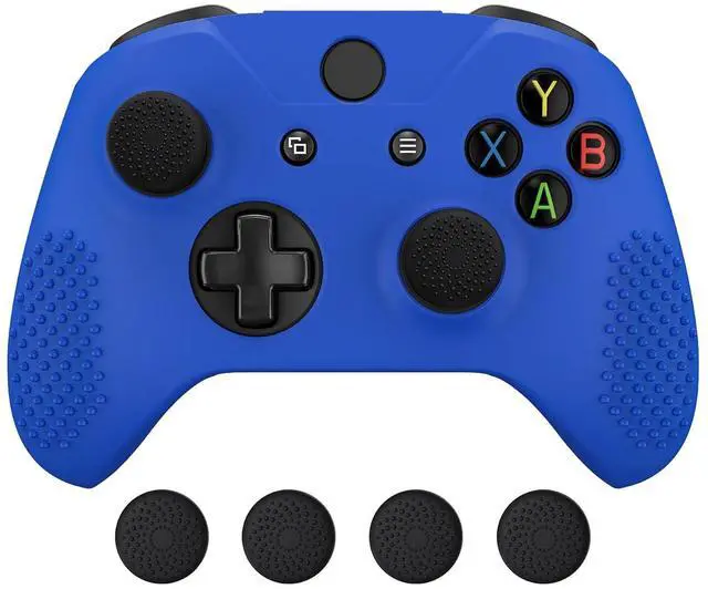 Main image of PlayVital Soft Anti-Slip Dark Blue Silicone Controller Cover Skins and Black Thumb Grips Caps Protective Case for Xbox One X S Controller - Controller Without @