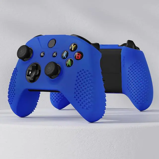 Alt view image 5 of 7 - PlayVital Soft Anti-Slip Dark Blue Silicone Controller Cover Skins and Black Thumb Grips Caps Protective Case for Xbox One X S Controller - Controller Without @