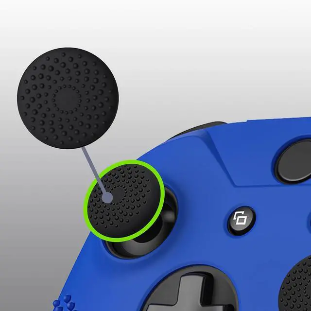 Alt view image 4 of 7 - PlayVital Soft Anti-Slip Dark Blue Silicone Controller Cover Skins and Black Thumb Grips Caps Protective Case for Xbox One X S Controller - Controller Without @