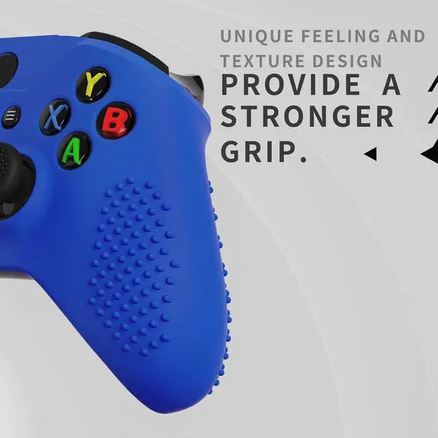 Alt view image 7 of 7 - PlayVital Soft Anti-Slip Dark Blue Silicone Controller Cover Skins and Black Thumb Grips Caps Protective Case for Xbox One X S Controller - Controller Without @