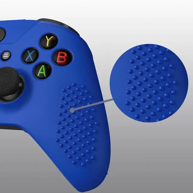 Alt view image 3 of 7 - PlayVital Soft Anti-Slip Dark Blue Silicone Controller Cover Skins and Black Thumb Grips Caps Protective Case for Xbox One X S Controller - Controller Without @