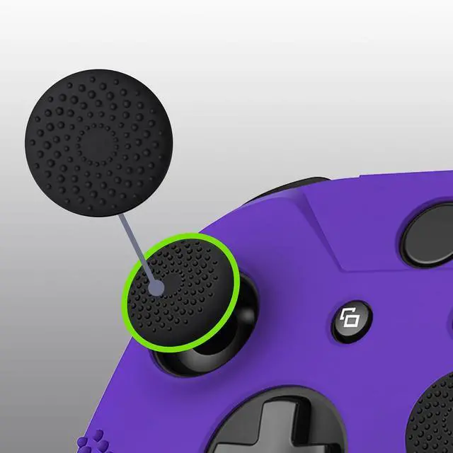 Alt view image 4 of 7 - PlayVital Soft Anti-Slip Purple Silicone Controller Cover Skins for Xbox One X/S Controller - Thumb Grips Caps Protective Case NOT Included @