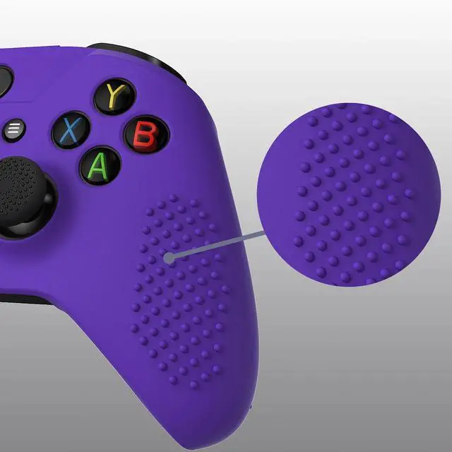 Alt view image 3 of 7 - PlayVital Soft Anti-Slip Purple Silicone Controller Cover Skins for Xbox One X/S Controller - Thumb Grips Caps Protective Case NOT Included @