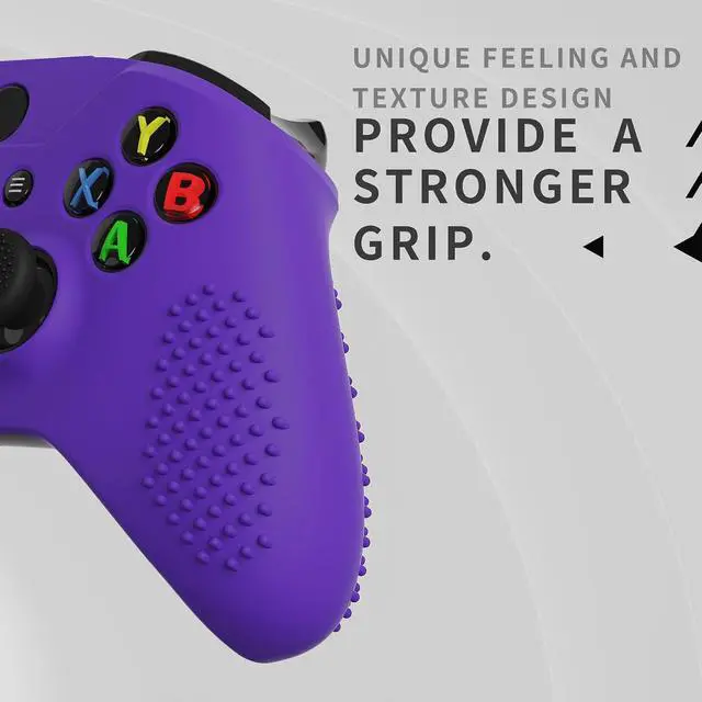 Alt view image 7 of 7 - PlayVital Soft Anti-Slip Purple Silicone Controller Cover Skins for Xbox One X/S Controller - Thumb Grips Caps Protective Case NOT Included @