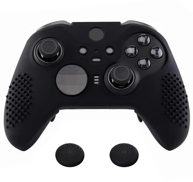 Main image of PlayVital Black Soft Anti-Slip Silicone Cover Skins, Controller Protective Case for New Xbox One Elite Series 2, Xbox Elite 2 Core with Thumb Grips Analog Caps @