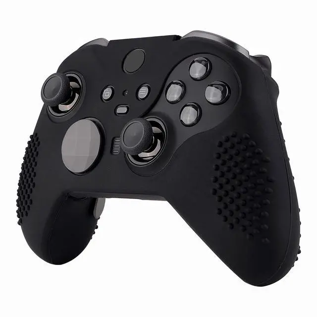 Alt view image 5 of 7 - PlayVital Black Soft Anti-Slip Silicone Cover Skins, Controller Protective Case for New Xbox One Elite Series 2, Xbox Elite 2 Core with Thumb Grips Analog Caps @