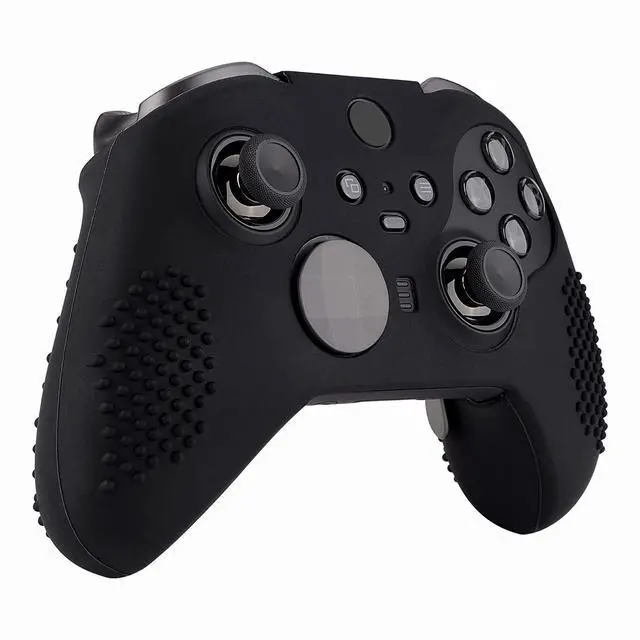Alt view image 6 of 7 - PlayVital Black Soft Anti-Slip Silicone Cover Skins, Controller Protective Case for New Xbox One Elite Series 2, Xbox Elite 2 Core with Thumb Grips Analog Caps @