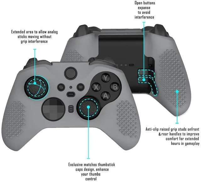 Alt view image 2 of 7 - PlayVital New Hope Gray Soft Anti-Slip Silicone Cover Skins for Xbox One Elite Controller Series 2, Custom Protective Case for Xbox Elite Series 2 Core Controller with Thumb Grips @