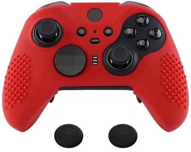 Main image of PlayVital Red Soft Anti-Slip Silicone Cover Skins, Controller Protective Case for Xbox One Elite Series 2, Elite 2 Core with Thumb Grips Analog Caps @