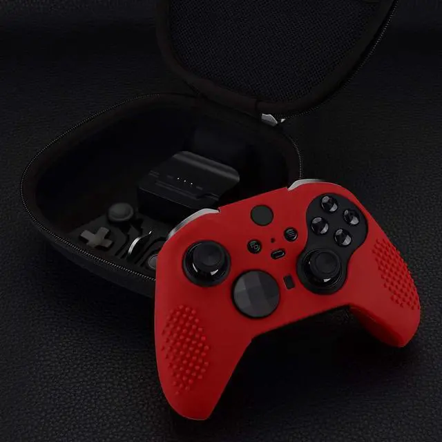 Alt view image 3 of 7 - PlayVital Red Soft Anti-Slip Silicone Cover Skins, Controller Protective Case for Xbox One Elite Series 2, Elite 2 Core with Thumb Grips Analog Caps @