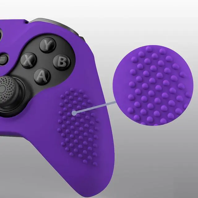 Alt view image 3 of 7 - PlayVital Purple Soft Anti-Slip Silicone Cover Skins for Xbox One Elite Controller Series 2, Custom Protective Case for Xbox Elite Series 2 Core Controller with Thumb Grips @