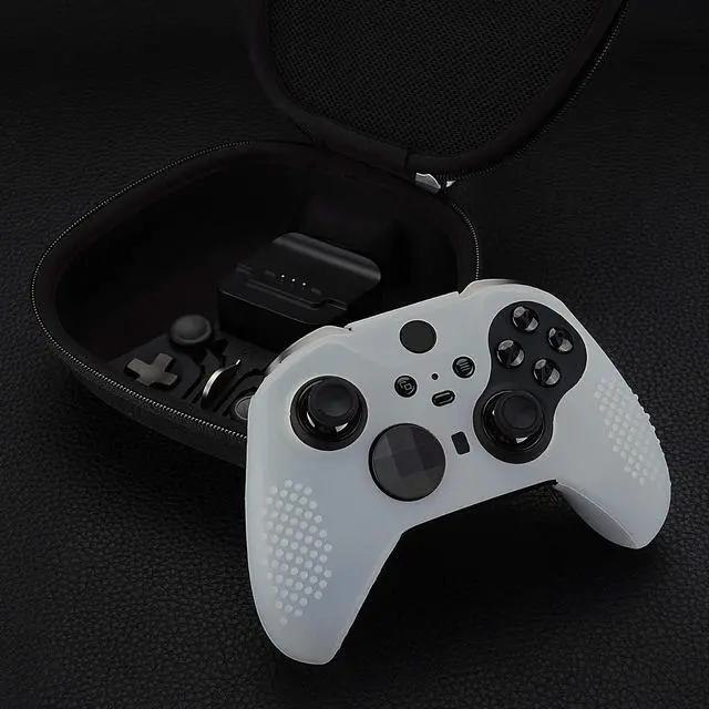 Alt view image 4 of 7 - PlayVital Semi-Transparent Clear Soft Anti-Slip Silicone Cover Skins, Controller Protective Case for New Xbox One Elite Series 2, Xbox Elite 2 Core with Thumb Grips Analog Caps @