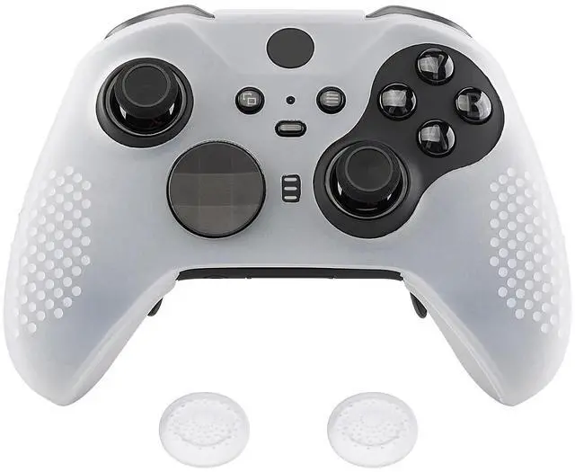 Main image of PlayVital Semi-Transparent Clear Soft Anti-Slip Silicone Cover Skins, Controller Protective Case for New Xbox One Elite Series 2, Xbox Elite 2 Core with Thumb Grips Analog Caps @