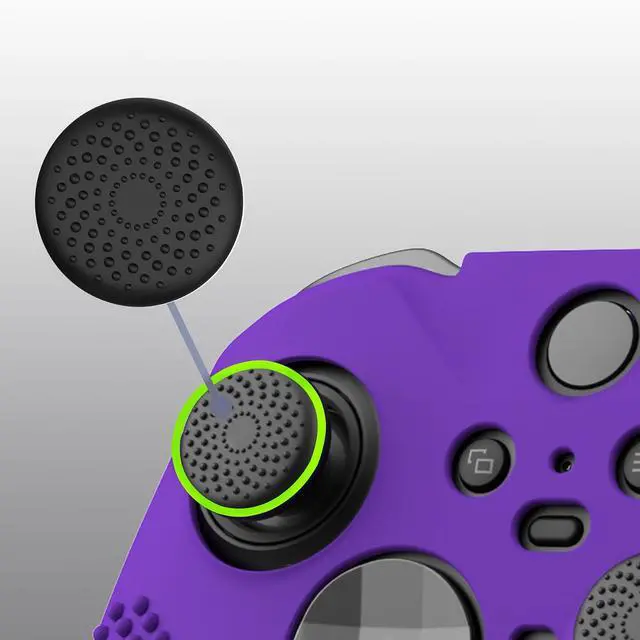 Alt view image 4 of 7 - PlayVital Purple Soft Anti-Slip Silicone Cover Skins for Xbox One Elite Controller Series 2, Custom Protective Case for Xbox Elite Series 2 Core Controller with Thumb Grips @