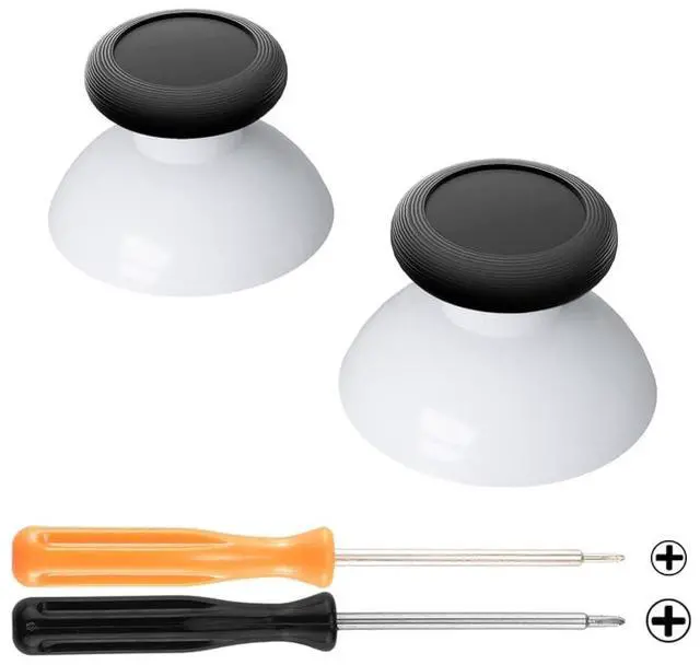 Main image of Robot White & Black Replacement 3D Joystick Thumbsticks, Analog Thumb Sticks with Cross Screwdriver for Nintendo Switch Pro Controller @