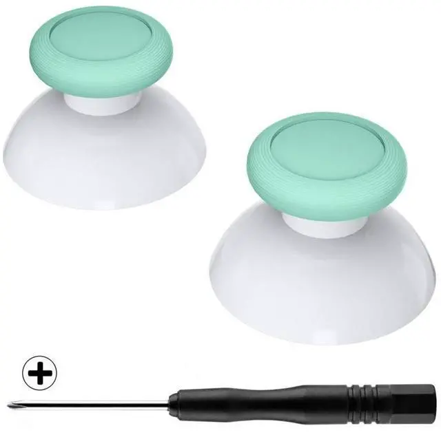 Main image of Mint Green & White Dual-color Replacement 3D Joystick Thumbsticks, Analog Thumb Sticks with Cross Screwdriver for Nintendo Switch Pro Controller @