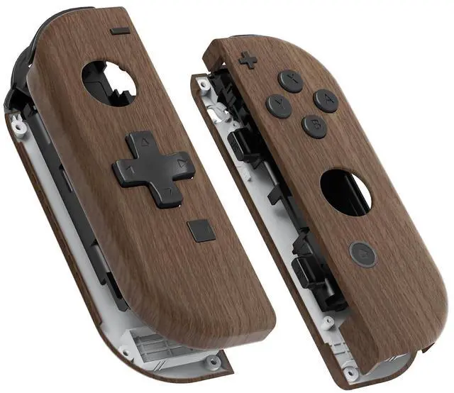 Main image of Wood Grain Soft Touch Joycon Handheld Controller Housing (D-Pad Version) w/Full Buttons, DIY Replacement Shell Case for Nintendo Switch & Switch OLED Joy-Con Console Shell NOT Included @