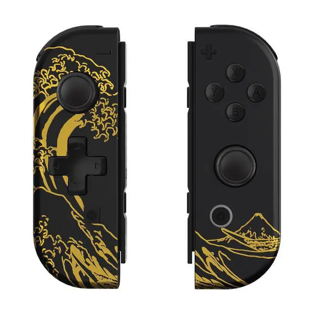 Alt view image 3 of 7 - The Great Golden Wave Off Kanagawa - Black Joycon Handheld Controller Housing (D-Pad Version) w/Full Buttons, Replacement Shell Case for Nintendo Switch & OLED Joy-Con Console Without @