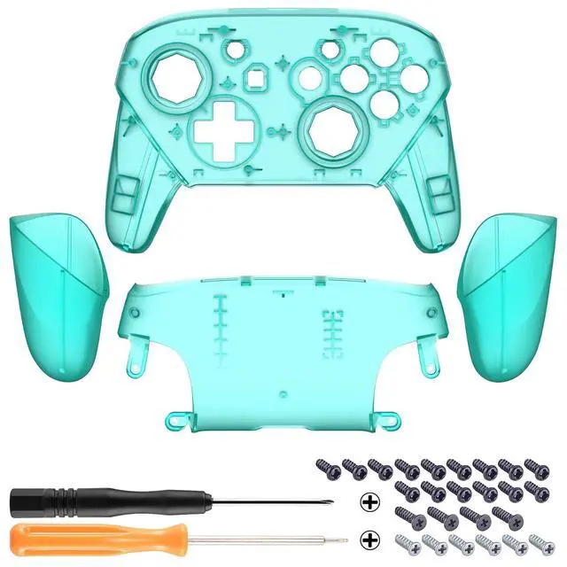 Alt view image 2 of 7 - Faceplate Backplate Handles Cover, Emerald Green Octagonal Gated Sticks Design DIY Replacement Grip Housing Shell for Nintendo Switch Pro Controller - No Controller @