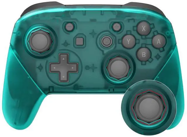Main image of Faceplate Backplate Handles Cover, Emerald Green Octagonal Gated Sticks Design DIY Replacement Grip Housing Shell for Nintendo Switch Pro Controller - No Controller @
