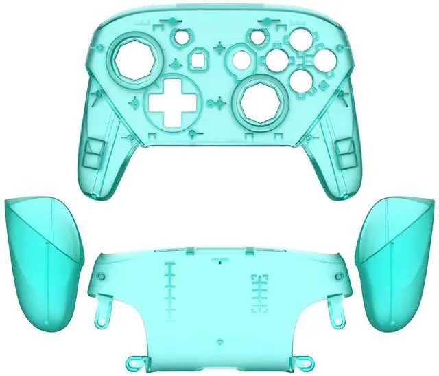 Alt view image 7 of 7 - Faceplate Backplate Handles Cover, Emerald Green Octagonal Gated Sticks Design DIY Replacement Grip Housing Shell for Nintendo Switch Pro Controller - No Controller @
