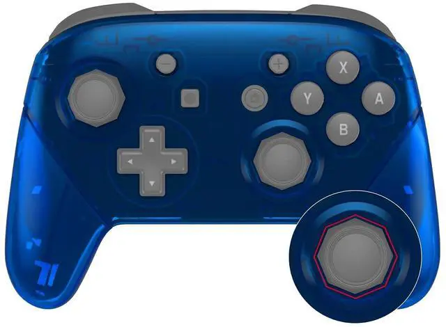 Main image of Clear Blue Octagonal Gated Sticks Faceplate Backplate Handles, DIY Replacement Grip Housing Shell Cover for Nintendo Switch Pro Controller - Controller NOT Included @