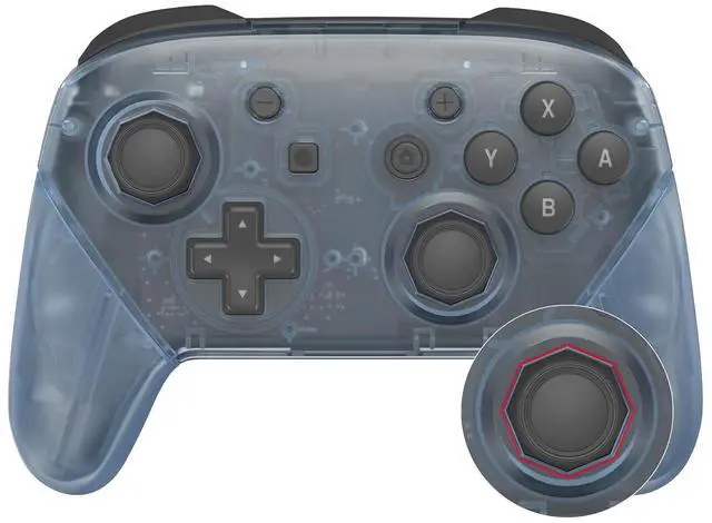 Main image of Glacier Blue Octagonal Gated Sticks Faceplate Backplate Handles Cover, DIY Replacement Grip Housing Shell for Nintendo Switch Pro Controller- Controller NOT Included @