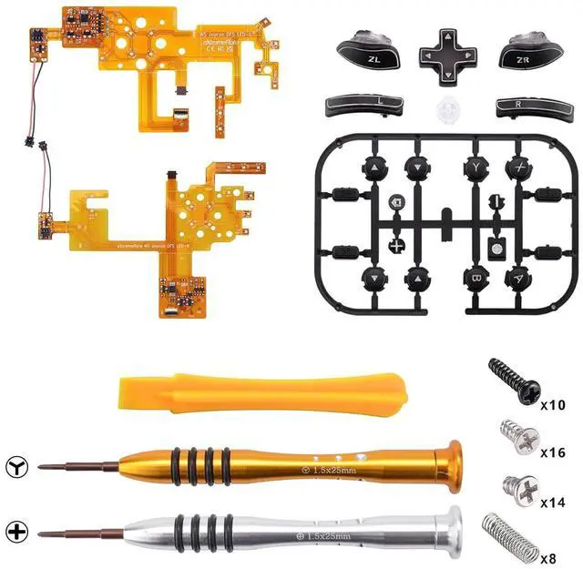 Alt view image 3 of 7 - 7 Colors 9 Modes NS Joycon DFS LED Kit, Multi-Colors Luminated Black Classical Symbols ABXY Trigger Face Buttons for Nintendo Switch & Switch OLED Model Joy-Con - Joycon NOT Included @