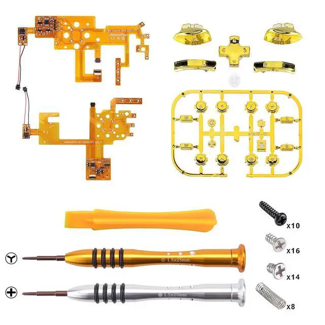 Alt view image 3 of 7 - 7 Colors 9 Modes NS Joycon DFS LED Kit, Multi-Colors Luminated Chrome Gold Classical Symbols ABXY Trigger Face Buttons for Nintendo Switch & Switch OLED Model Joycon - Joycon NOT Included @