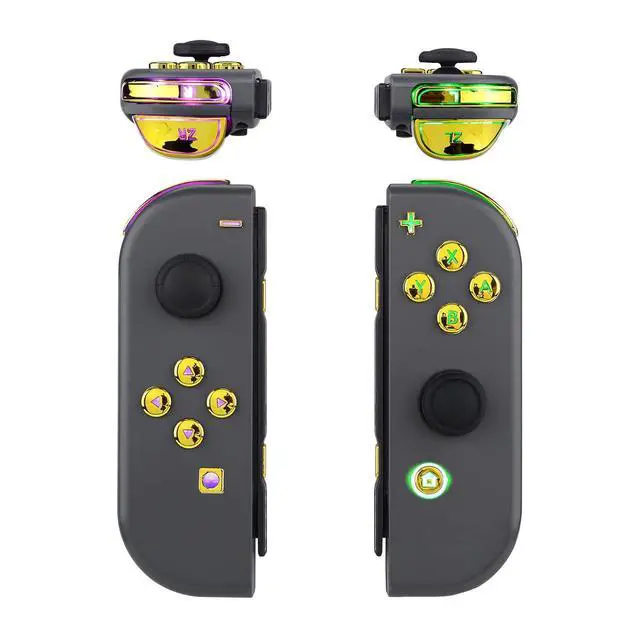 Alt view image 5 of 7 - 7 Colors 9 Modes NS Joycon DFS LED Kit, Multi-Colors Luminated Chrome Gold Classical Symbols ABXY Trigger Face Buttons for Nintendo Switch & Switch OLED Model Joycon - Joycon NOT Included @