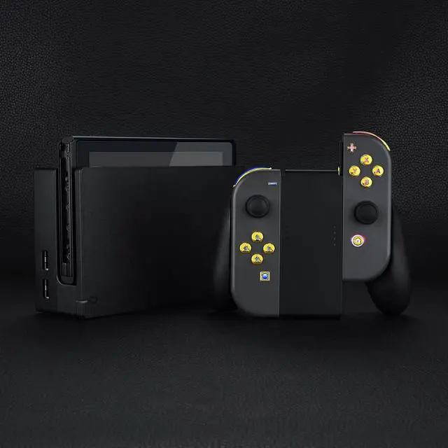 Alt view image 6 of 7 - 7 Colors 9 Modes NS Joycon DFS LED Kit, Multi-Colors Luminated Chrome Gold Classical Symbols ABXY Trigger Face Buttons for Nintendo Switch & Switch OLED Model Joycon - Joycon NOT Included @