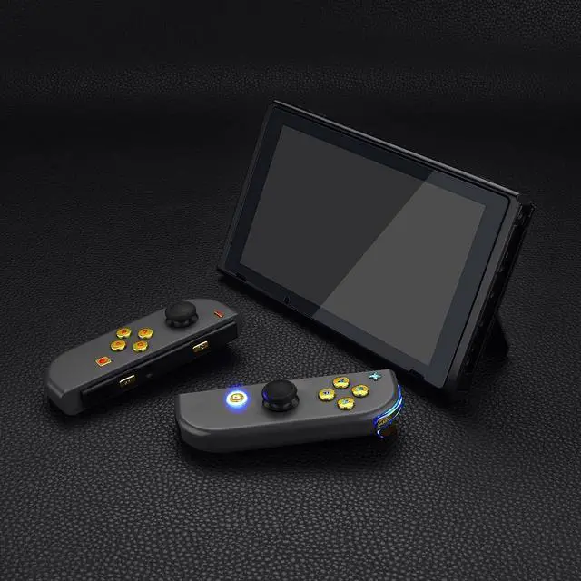 Alt view image 7 of 7 - 7 Colors 9 Modes NS Joycon DFS LED Kit, Multi-Colors Luminated Chrome Gold Classical Symbols ABXY Trigger Face Buttons for Nintendo Switch & Switch OLED Model Joycon - Joycon NOT Included @