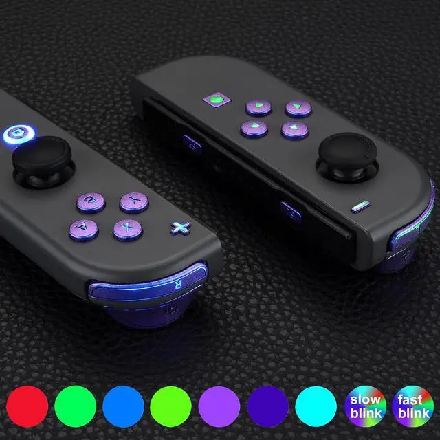 Alt view image 4 of 7 - 7 Colors 9 Modes LED Kit for Nintendo Switch & Switch OLED Joycon - DIY Multi-Color Chameleon Purple Blue ABXY Buttons & Trigger Buttons - Joycon Not Included @