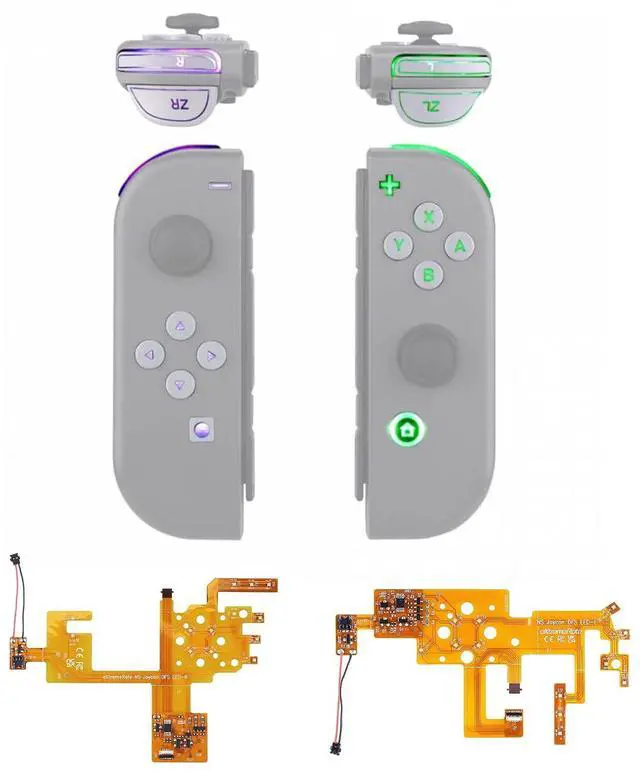 Main image of 7 Colors 9 Modes NS Joycon DFS LED Kit, Multi-Colors Luminated White Classical Symbols ABXY Trigger Face Buttons for Nintendo Switch & Switch OLED Model Joycon - Joycon NOT Included @