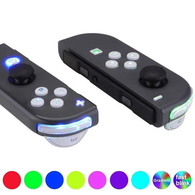 Alt view image 4 of 7 - 7 Colors 9 Modes NS Joycon DFS LED Kit, Multi-Colors Luminated White Classical Symbols ABXY Trigger Face Buttons for Nintendo Switch & Switch OLED Model Joycon - Joycon NOT Included @