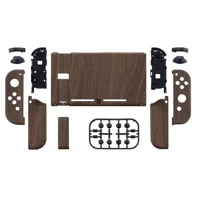 Alt view image 2 of 7 - DIY Replacement Shell Buttons for Nintendo Switch, Soft Touch Back Plate for Switch Console, Custom Housing Case with Full Set Buttons for Joycon Handheld Controller - Wood Grain @