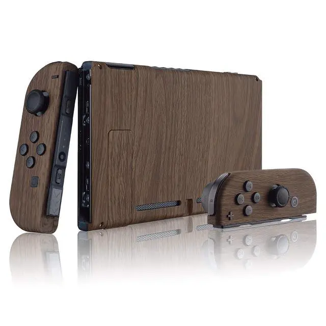 Alt view image 3 of 7 - DIY Replacement Shell Buttons for Nintendo Switch, Soft Touch Back Plate for Switch Console, Custom Housing Case with Full Set Buttons for Joycon Handheld Controller - Wood Grain @
