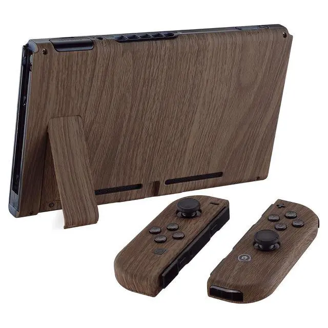 Alt view image 7 of 7 - DIY Replacement Shell Buttons for Nintendo Switch, Soft Touch Back Plate for Switch Console, Custom Housing Case with Full Set Buttons for Joycon Handheld Controller - Wood Grain @