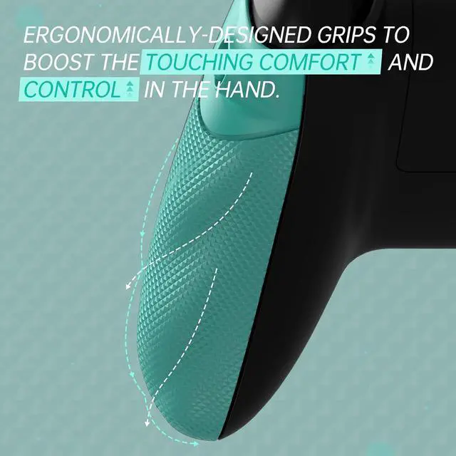 Alt view image 5 of 7 - Flexor Rubberized Side Rails Grips Trigger Stop Kit for Xbox Series X/S Controller, Anti-Slip Ergonomic Trigger Stopper Handle Grips for Xbox Core Controller Teal Green @