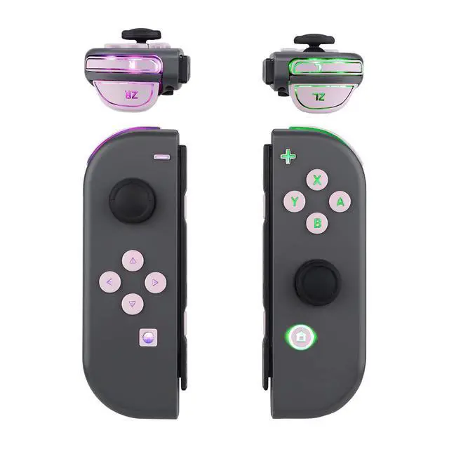 Alt view image 5 of 7 - 7 Colors 9 Modes NS Joycon DFS LED Kit, Multi-Colors Luminated Cherry Blossoms Pink Classical Symbols ABXY Trigger Face Buttons for Nintendo Switch & Switch OLED Model JoyCon @