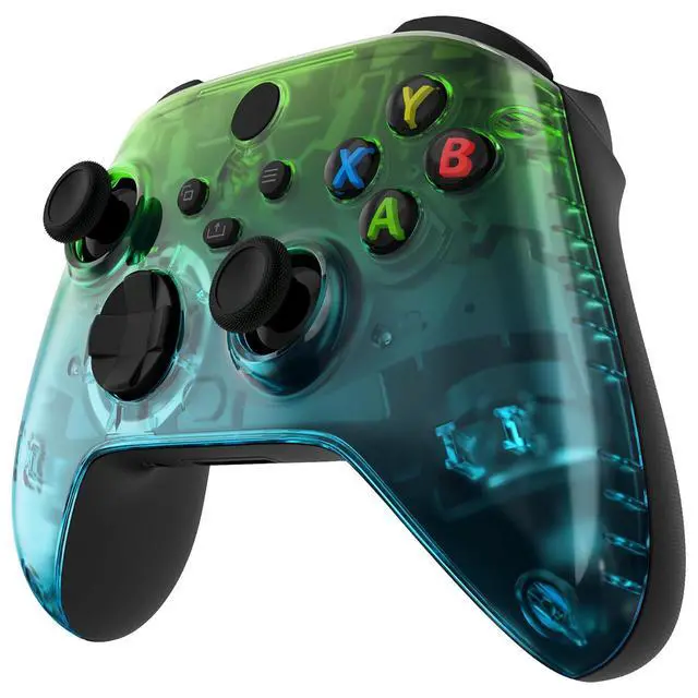 Alt view image 5 of 7 - Replacement Faceplate for Xbox Series X & S - Personalize Your Control - Gradient Translucent Green Blue Custom Front Housing Shell for Xbox Core Controller Wireless @
