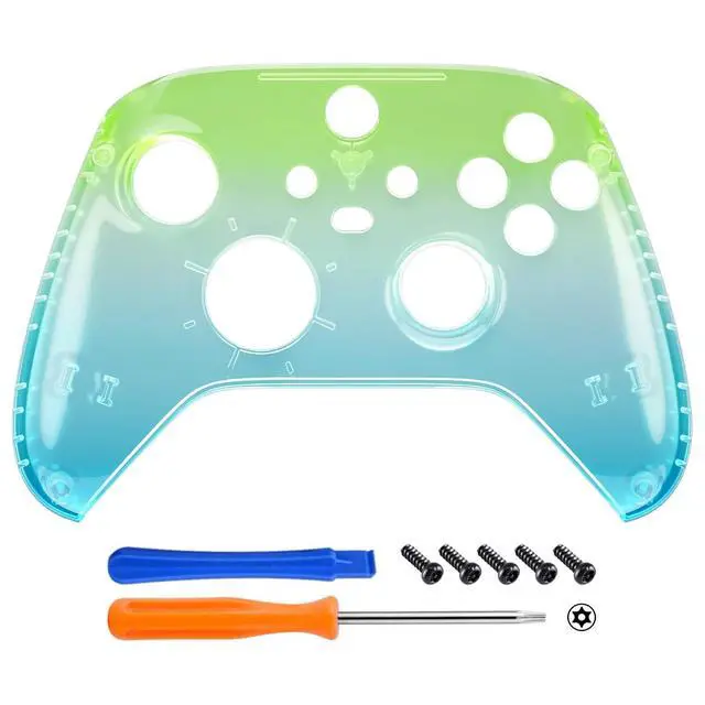 Alt view image 3 of 7 - Replacement Faceplate for Xbox Series X & S - Personalize Your Control - Gradient Translucent Green Blue Custom Front Housing Shell for Xbox Core Controller Wireless @