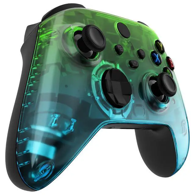Alt view image 4 of 7 - Replacement Faceplate for Xbox Series X & S - Personalize Your Control - Gradient Translucent Green Blue Custom Front Housing Shell for Xbox Core Controller Wireless @