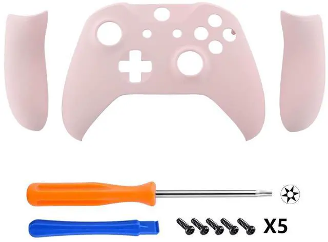 Alt view image 3 of 7 - Front Housing Shell + Side Rails Handles for Xbox One Controller (Model 1708), Cherry Blossoms Pink Replacement Faceplate Parts with Back Panels for Xbox One X & One S Controller @