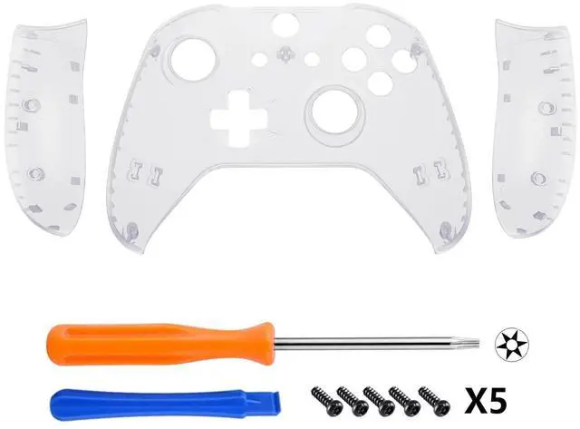 Alt view image 3 of 7 - Transparent Clear Faceplate Side Rails for Xbox One Wireless Controller Model 1708, Replacement Front Housing Shell Panels for Xbox One X & One S Controller @