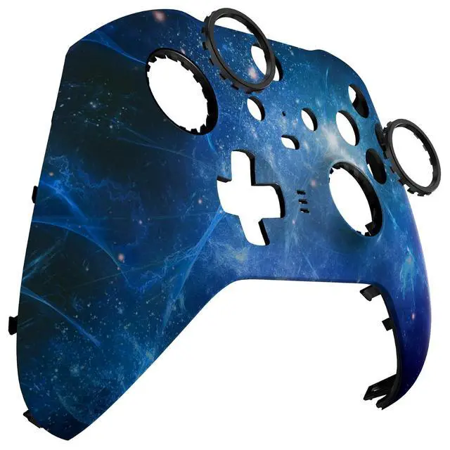 Alt view image 7 of 7 - Blue Nebula Replacement Faceplate Cover for Xbox One Elite Controller Series 2 (Model 1797), Soft Touch Front Housing Shell Case & Accent Rings for Xbox Elite Series 2 Core Controller @