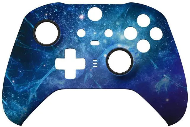 Alt view image 3 of 7 - Blue Nebula Replacement Faceplate Cover for Xbox One Elite Controller Series 2 (Model 1797), Soft Touch Front Housing Shell Case & Accent Rings for Xbox Elite Series 2 Core Controller @